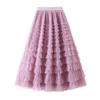 Spring and Autumn Women's Mesh Cake Halter Skirt Women's Skirt Fairy Saree Pleated Long Skirt