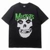 Mens Vintage Misfits Skull Print T-Shirt Short Sleeve Crew Neck Loose Fit Casual Top