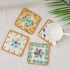 Handmade Thermal Insulation Coaster Colorful Rattan Square Coaster Fashion Shell Cup Mat