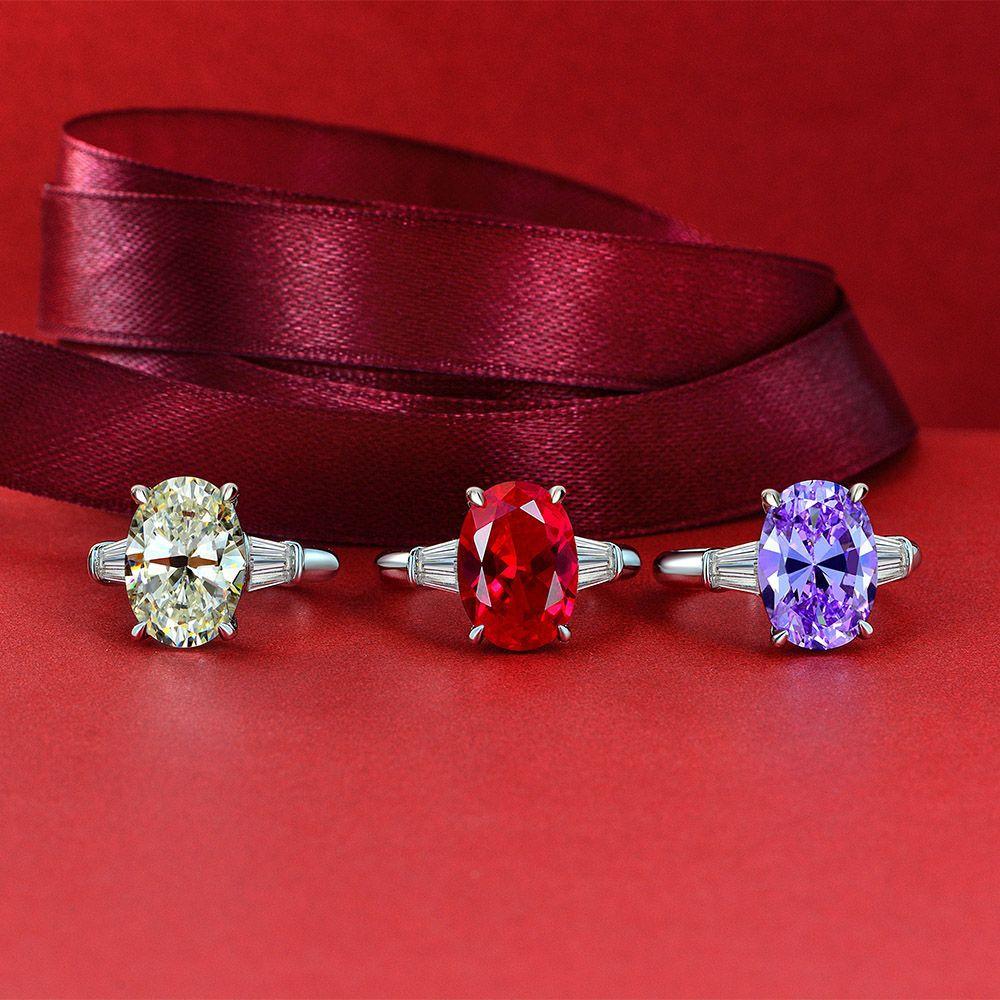 Ювелирные изделия Tancision, кольцо с искусственным драгоценным камнем, овальное простое элегантное ретро-роскошное серебряное кольцо с бриллиантом, кольцо в подарок.