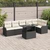 7-piece Garden Sofa with Cushions In Black Poly Rattan 3357210