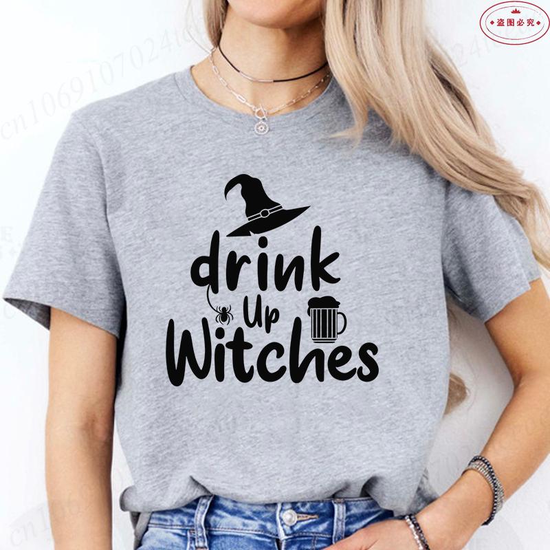 Funny Halloween Womens Tshirts Drink Up Witches Shirt Oneck Short Sleeve Tees Women Tshirts Fashion Casual Tees Clothing