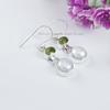 Natural Pearl and Peridot Earring, Handmade Earrings, 925 Sterling Silver Round Fresh Water Pearl Earrings, Gift for Mom, Peridot Earring