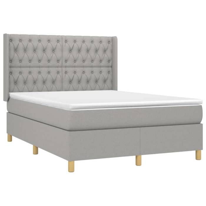 Maison Exclusive - Sommier à lattes de lit avec matelas Gris clair 140x200cm Tissu