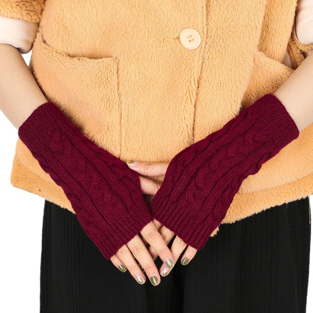 Women Knitted Arm Warmer Long Fingerless Gloves Mitten Winter Y2K Solid Arm Sleeve Fashion Casual Soft Girls Clothes Punk Gloves
