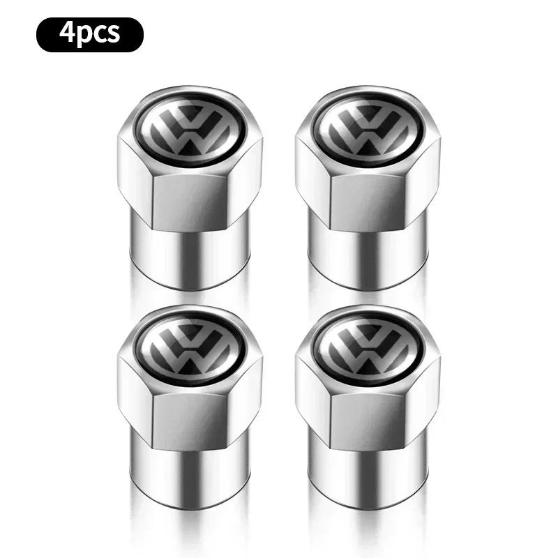 For VW 4PCS Aluminum Alloy Car Wheel Tire Valve Caps For Volkswagen VW GTI R Line R32 Touareg Passat Polo Jetta MK4 Auto Accessories EN1