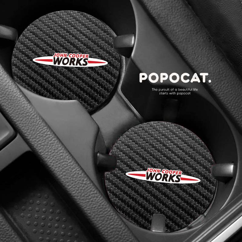 2Pcs Car Emblem Cup Groove Pad Anti Fouling Pad For MINI Cooper JCW Countryman Clubman Cabrio Paceman Coupe Roadster Clubvan