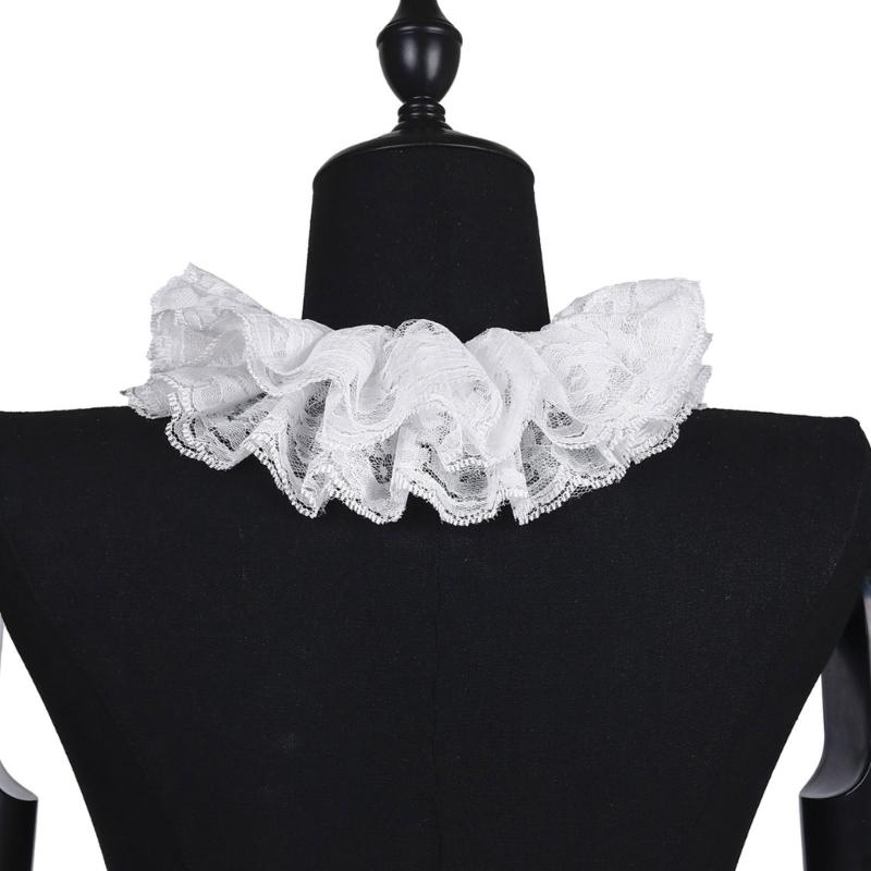 Elizabethan Chiffon Ruffle Collar Cuff Sleeves for Medieval Costume Detachable for Historical Reenactments and Event