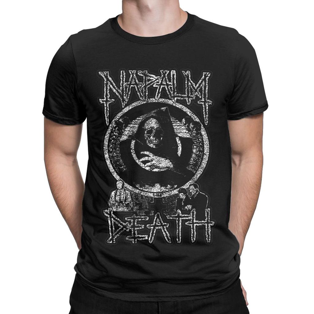 Napalm Death Мужская футболка Группа Смешная футболка Футболки с коротким рукавом и круглым вырезом Чистый хлопок Подарочная одежда