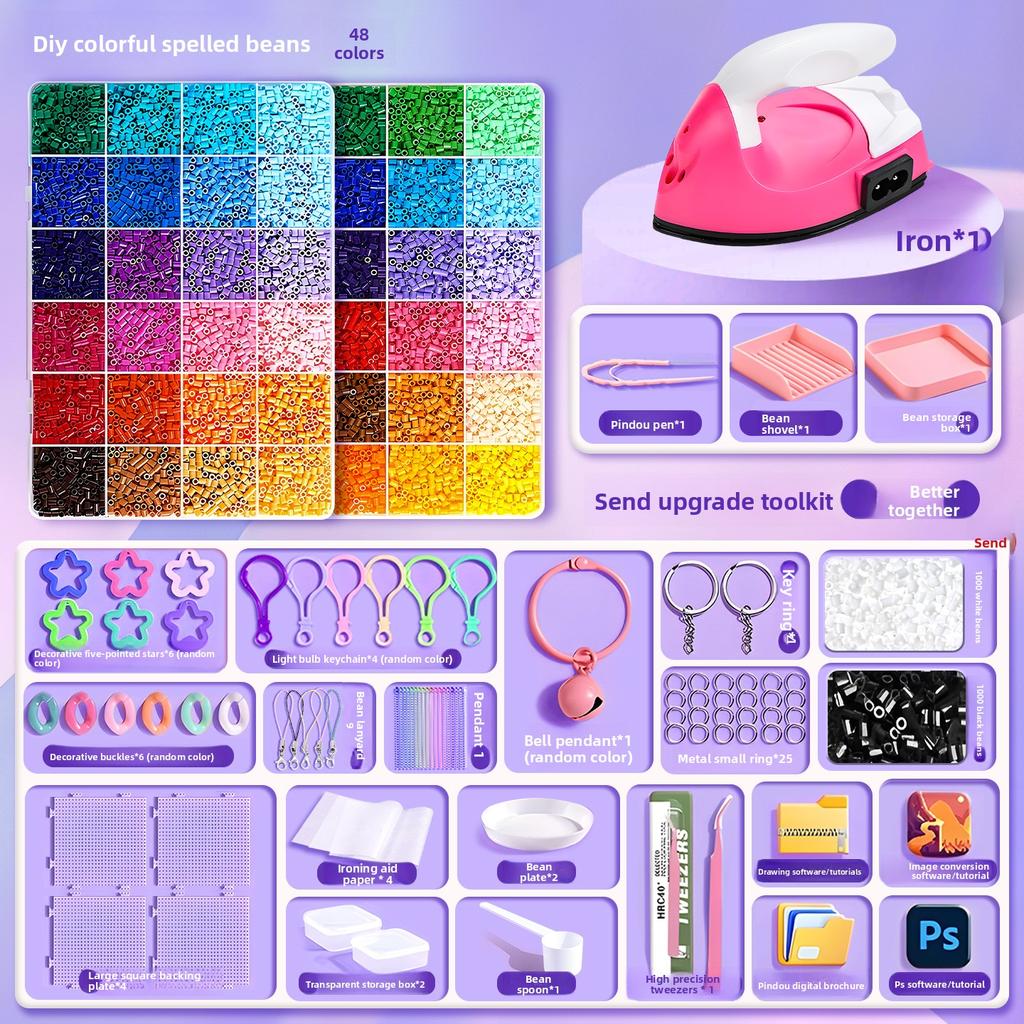 Pindou bean handmade DIY material bag, full set of three-dimensional fusion MARD color number set, tools, ironing paper bag