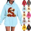 Women's Casual Comfortable Long-Sleeved Christmas Letter-Printed Warm Hooded Crew-Neck Sweatshirt