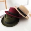 British Style Flat Top Curved Brim Wool Felt Jazz Hat For All Seasons