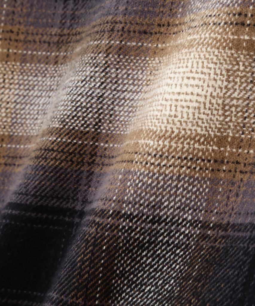 AVIREX OMBRE CHECK ZIP UP SHIRT men's 2XL 050 brown 783-5220013