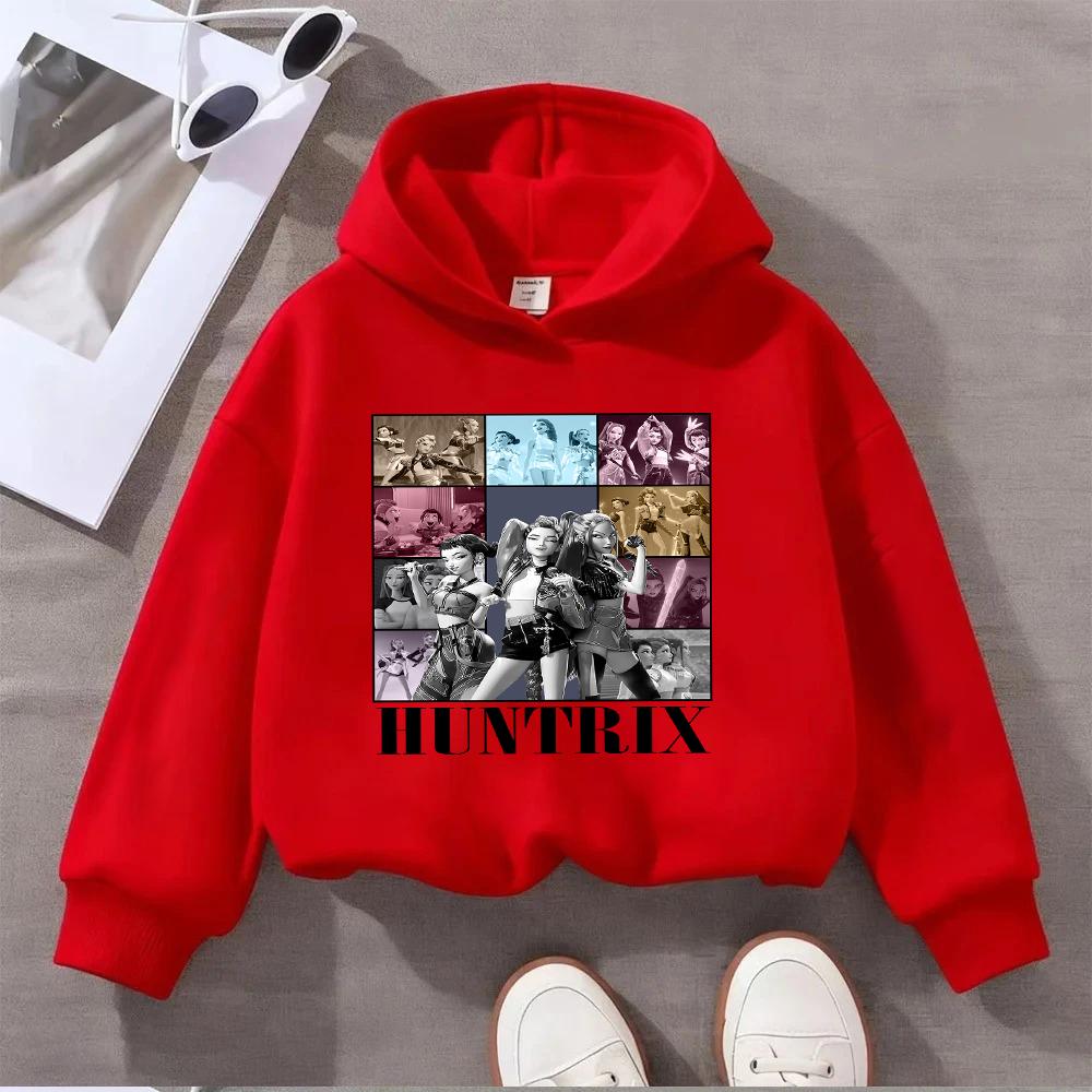 Huntrix Детский свитшот с мультяшным принтом для девочек, модный повседневный пуловер с длинным рукавом для детей, одежда для малышек