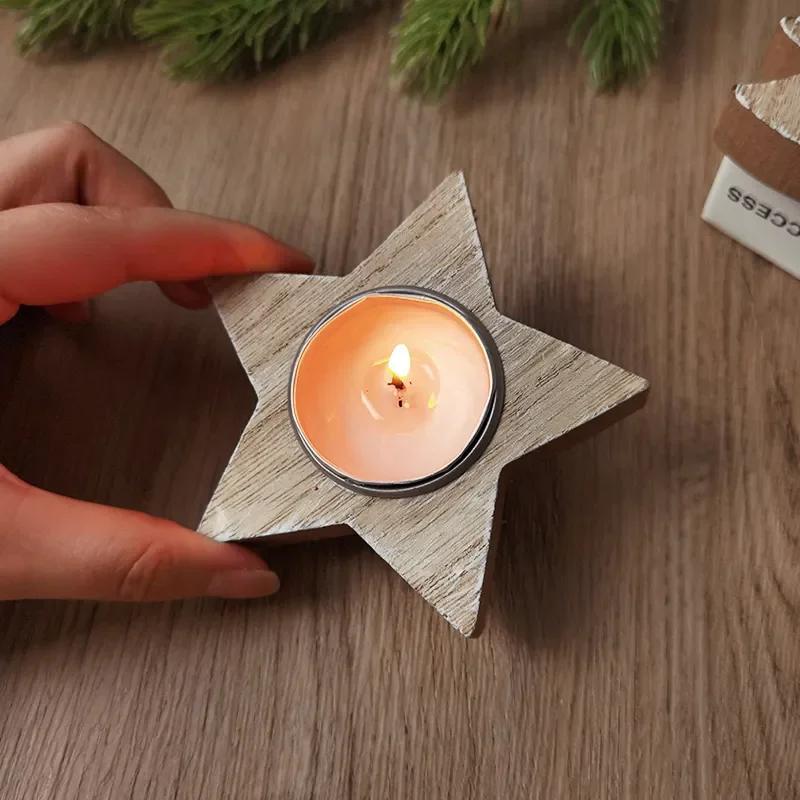 Christmas Wooden Candle Holder Snowflake Candlestick Christmas Decorations for Home Xmas Table Ornaments
