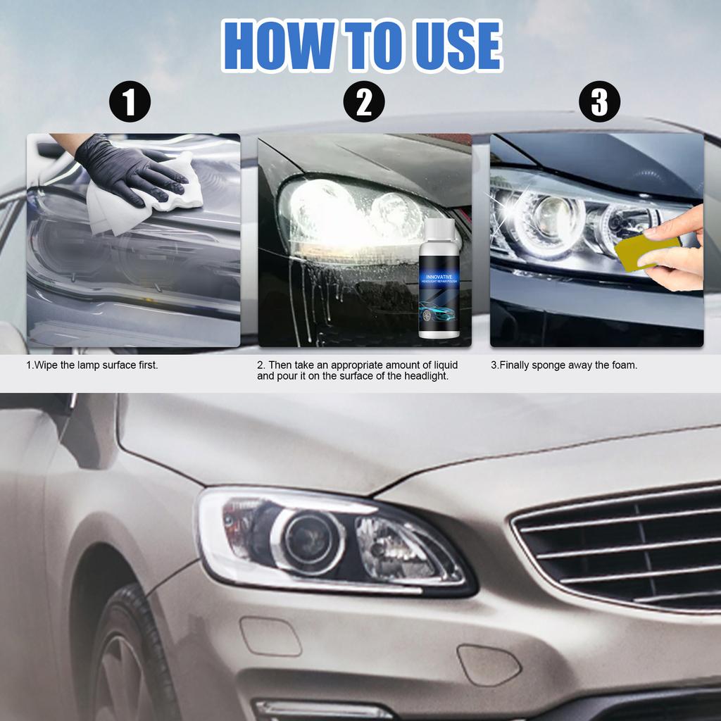 Headlight Restoration Set Car Headlight Cleaner and Restorer InnovativHeadlights Polish Repair Fluid Liquid