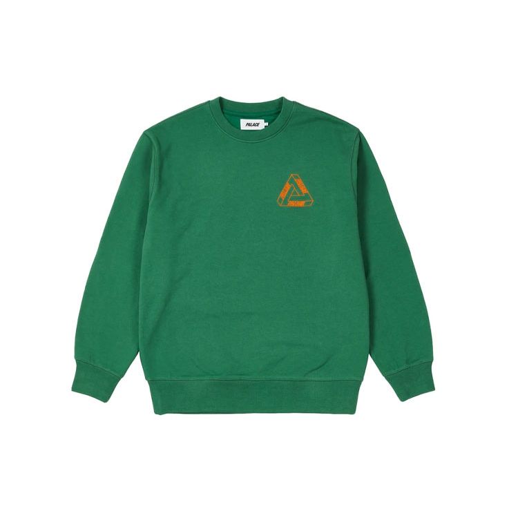 Palace Outliner Designer Crew Neck Sweatshirt With Triangle Print Unisex Sweatshirt Green P20CS141