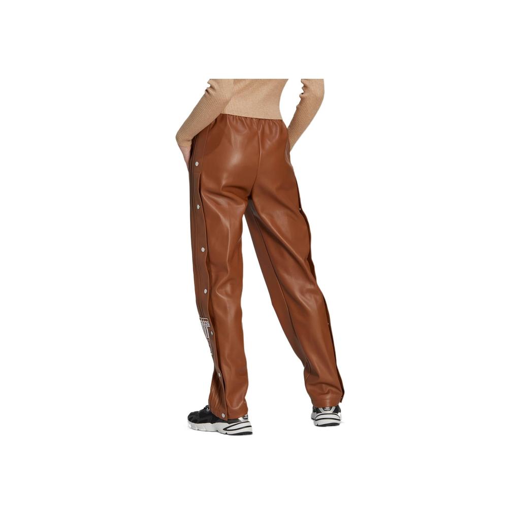 Adidas Оригинальные спортивные брюки прямого кроя с логотипом-трилистником на кнопках, женские коричневые брюки II6098