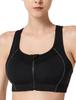 Yvette Sports Firm Back Cross High Size S Black Bra, No-Slip, Front-Opening, Support, Hook, Back, Breathable, Sides, Wireless, One-Piece Cup,