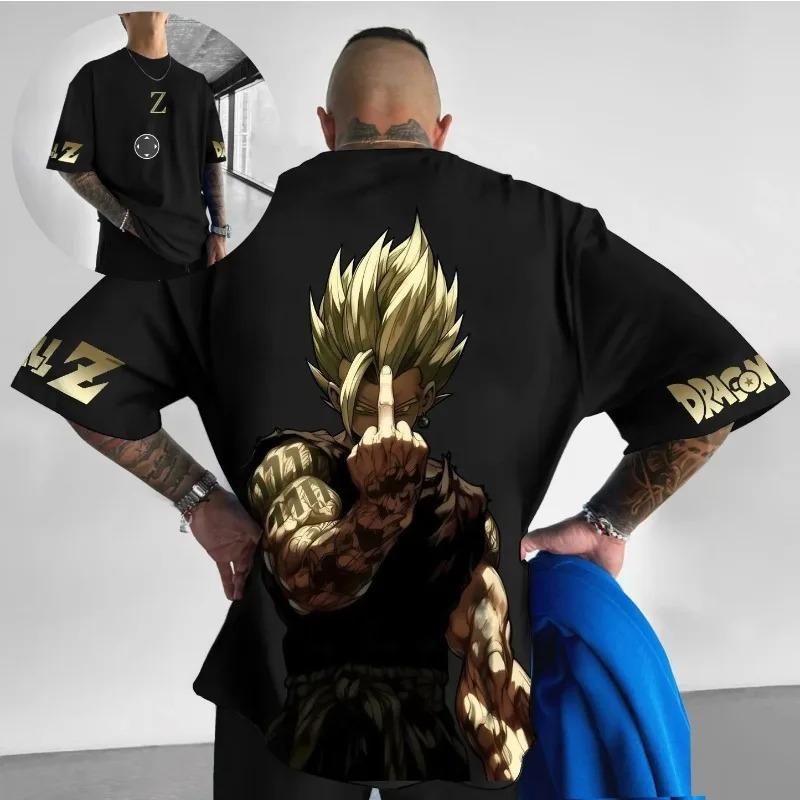 Летняя футболка с принтом Dragon Ball для мужчин 2026 года Хлопок 100% Унисекс Детская повседневная одежда Большемерит Фитнес Тренировка