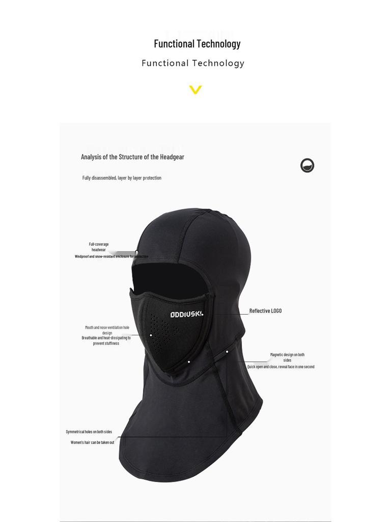 Магнитная лыжная маска Oddivski: Ветрозащитная, теплая, дышащая и быстросохнущая бандана-маска для шеи.