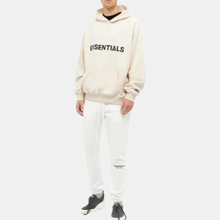 Fear Of God Essentials Fall/Winter 2022 Alphabet Logo Print Hoodie With Embroidery And Fleece Lining Unisex Hoodie Off-White FOG-FW22-103