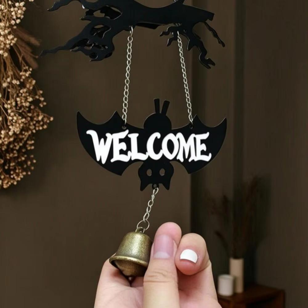 Acrylic Halloween Ghost Swinging Doorbell Sounding Bat Doorstep Bells Funny Bat Wind Chime Bar