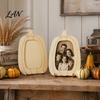 Unfinished Wood Photo Holder Wooden Pumpkin Frame, Halloween Thanksgiving DIY Paintable Craft for Kids, Blank Kids Picture Holder, Fall Harvest