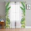 Tropical Plants Background Tulle Window Curtain For Living Room Bedroom Voile Sheer Curtains Kitchen Treatments Drapes