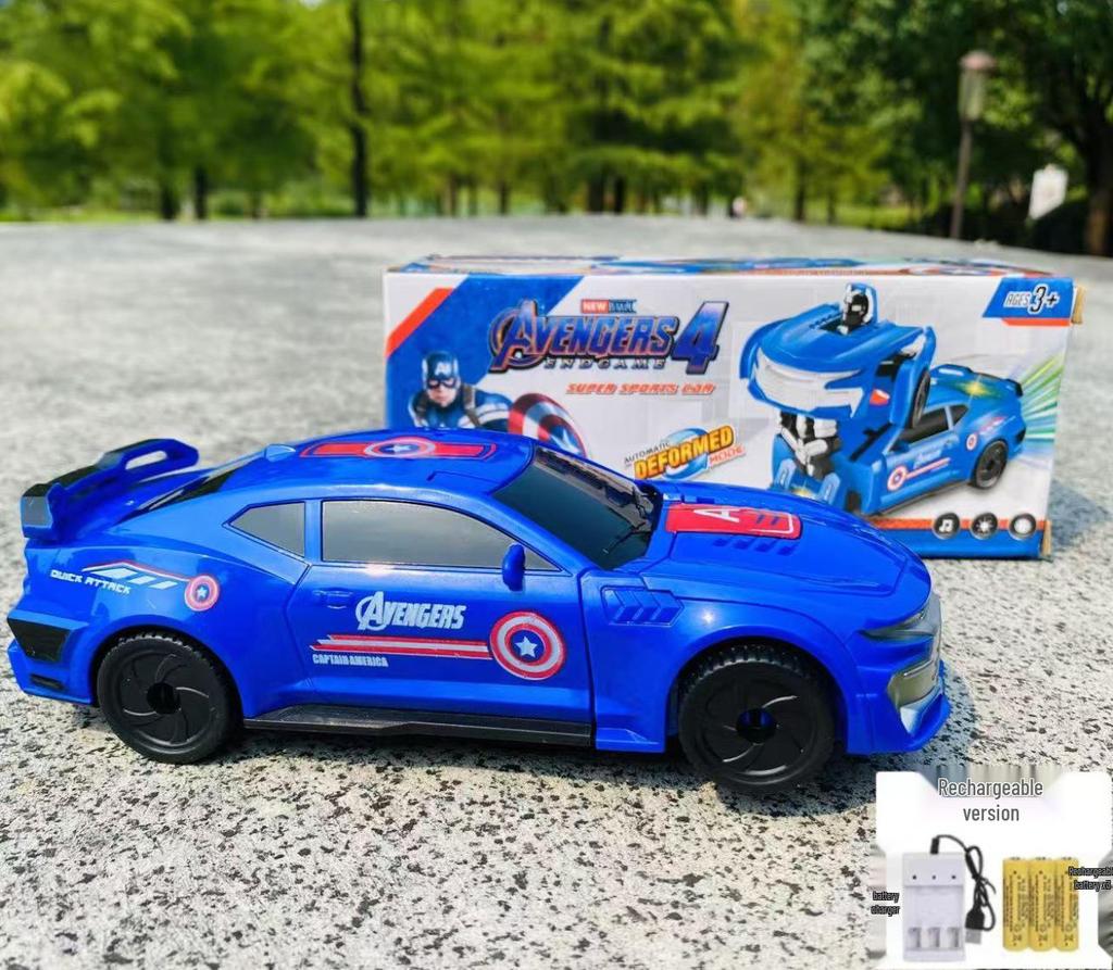 TikTok Transforming Police Car Robot - Children's Electric Rotating Toy