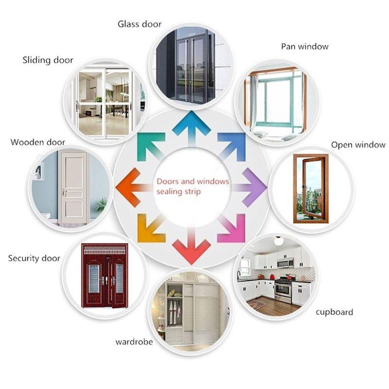 10M/5M/1M Door and Window Windproof Sealing Strip Adhesive Brush Strip Wind Door Sound Insulation Pad Up and Down Track Sealing