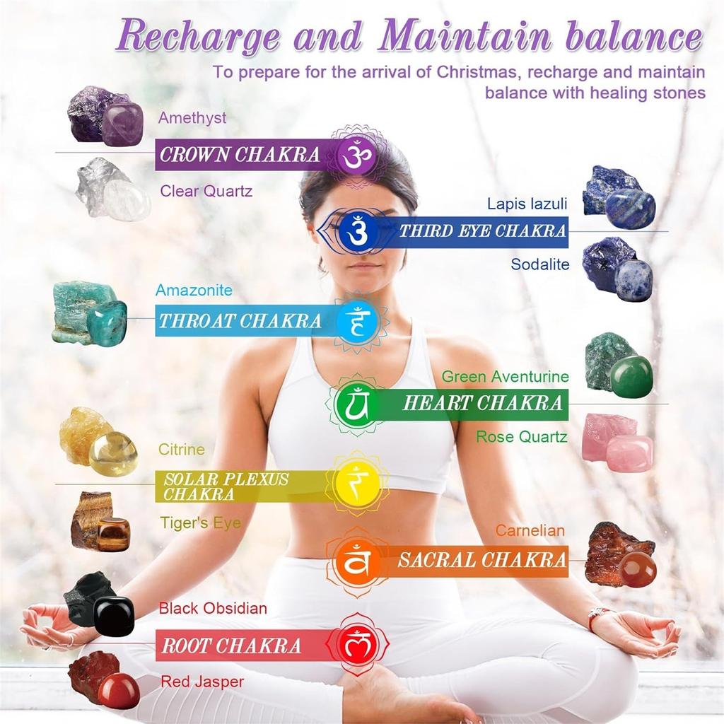 24pc Advent Calendar Crystals Adult-24 Days Chakra Crystals&Healing Stones,Christmas Countdown Calendar Natural Stones Crystals Journey For Girls Boys