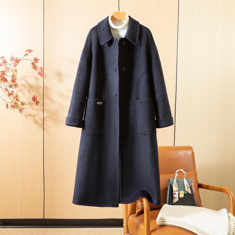 Women's Double-Sided Cashmere Over-the-Knee Coat - 2025 Autumn/Winter Lapel Style