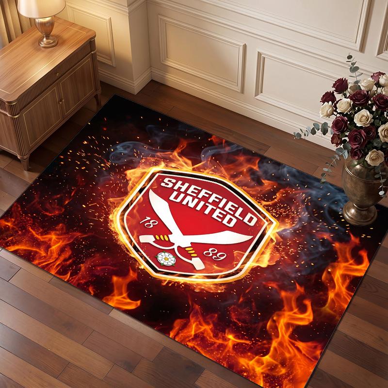 Футбольный принт Sheffield United, Ковер из хрустального бархата, Удобный, Впитывающий воду, Нескользящий, Ковер для пола в помещении