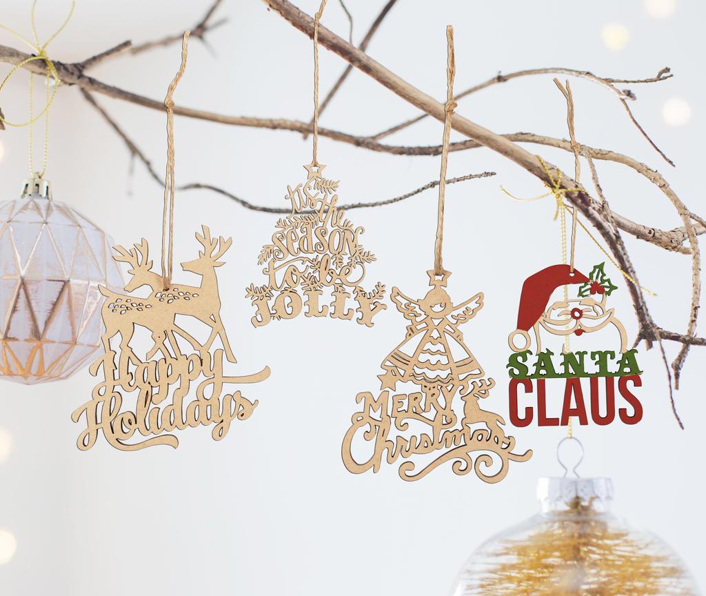 Inkdotpot 18 шт. Рождественские украшения, незаконченные деревянные лазерные вырезы в форме дерева/колокольчика, подвесное украшение