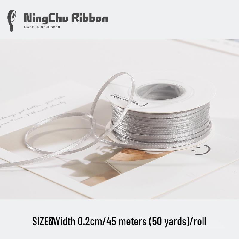 Двусторонняя атласная лента 2 мм для закладки, свадебных бантов и подарочной упаковки