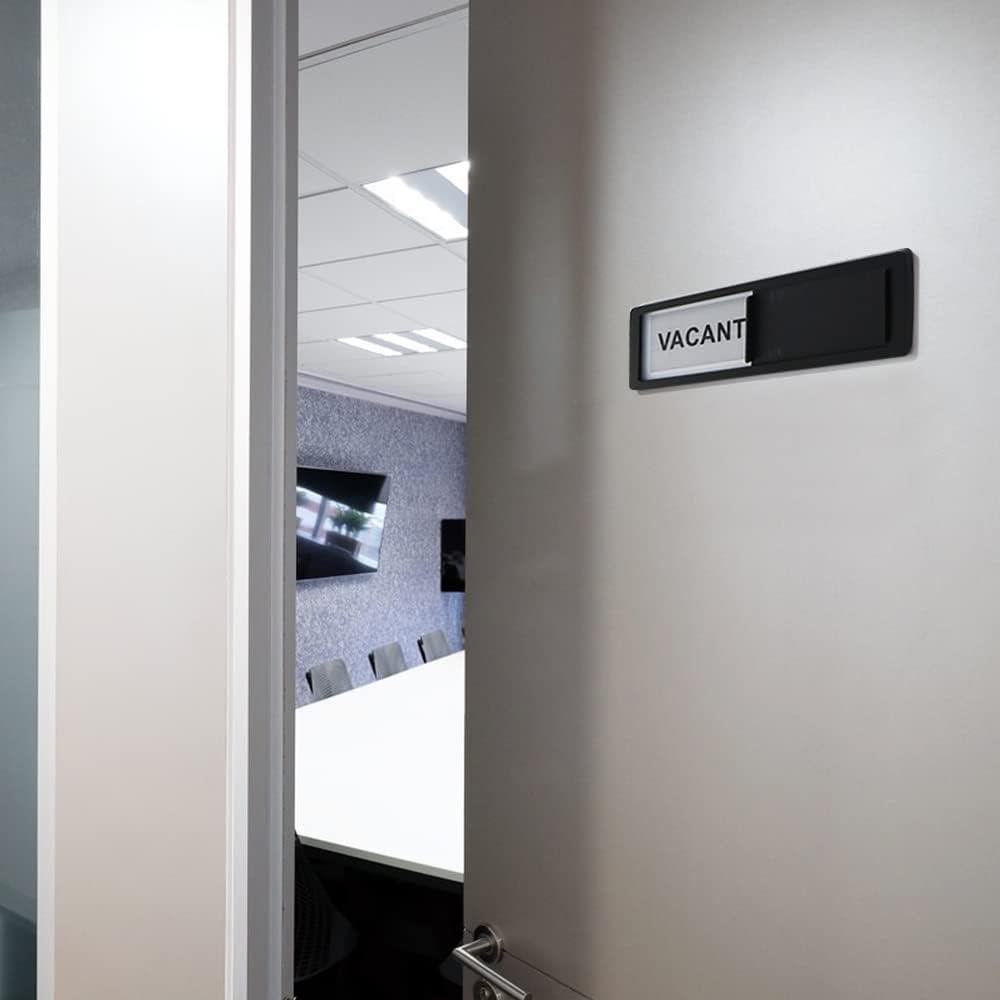 2 Pcs Privacy Sign, Vacant/Meeting in Progress Sign, 7 x 2 Inch Door Sign for Office Conference, Tells Whether Room Vacant or In a Meeting, Slider