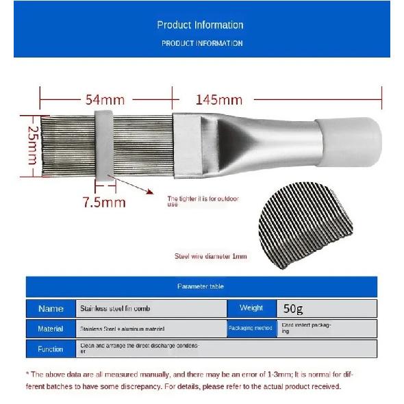 Air Conditioning Condenser Radiator Fin Coil Comb Stainless Steel Air Condition Fin Straightener Repair Scum Cleaner Clean Tools