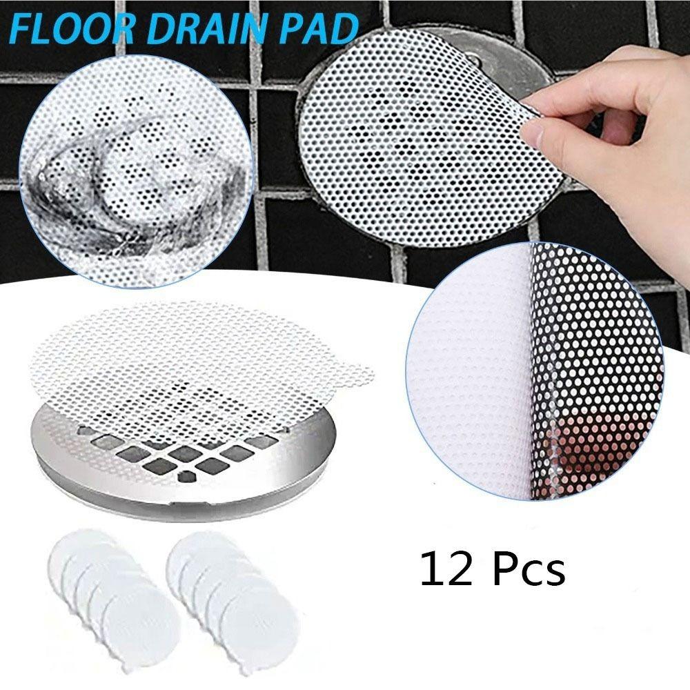 12 шт. Качественная сетчатая наклейка на сливное отверстие пола, предотвращающая засорение, съемная, самоклеящаяся, водонепроницаемая, для улавливания волос, для кухни