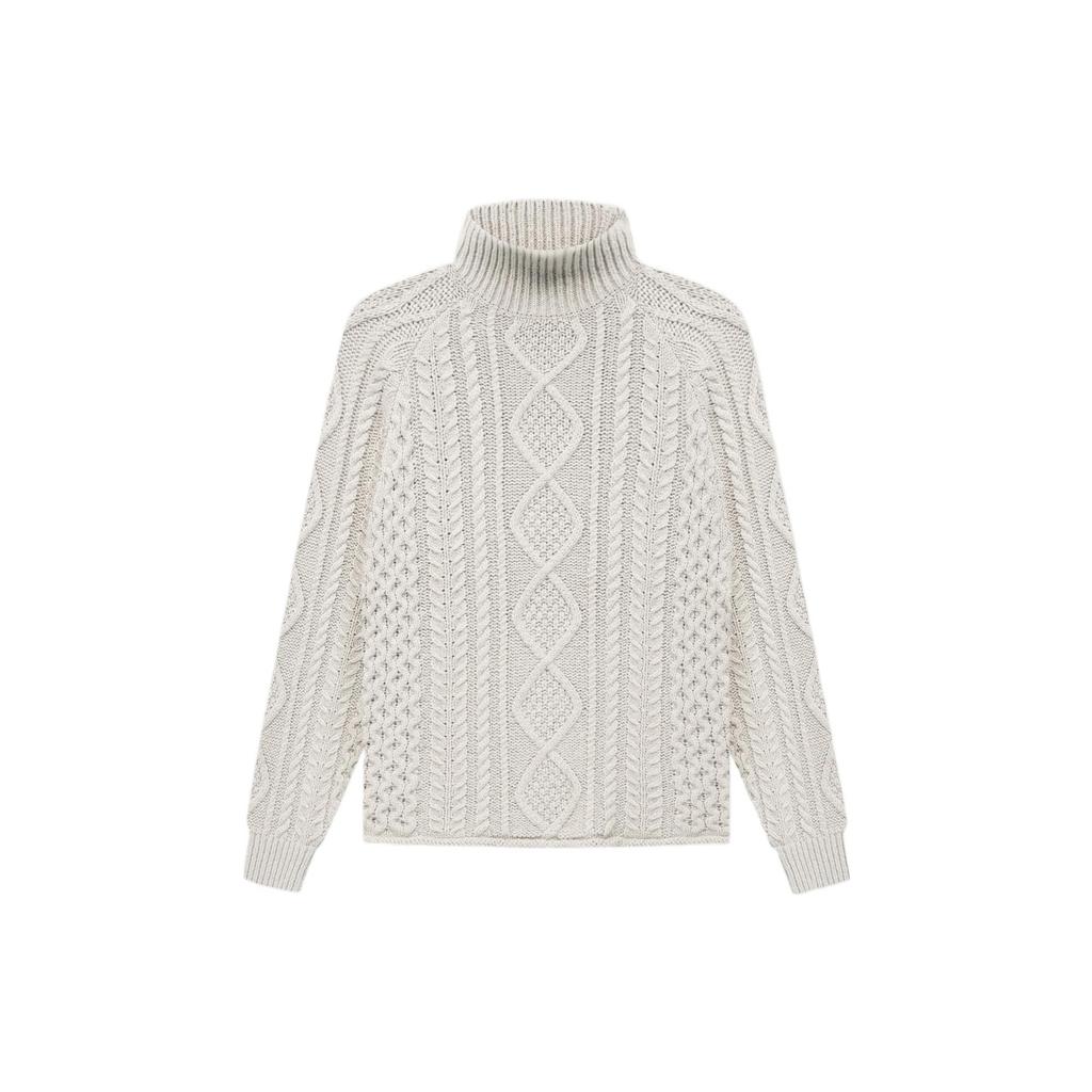 Fear of God Essentials Мужской вязаный пуловер с текстурой, однотонный, с высоким воротником, длинным рукавом, топ Wheat FOG-SS22-104