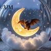 Halloween Hanging Ornaments Ball Ornament, Clear Sphere Decoration with Black Cat Bat Crescent Moon Skeleton, Festive Bauble for Home Party Tree Decor