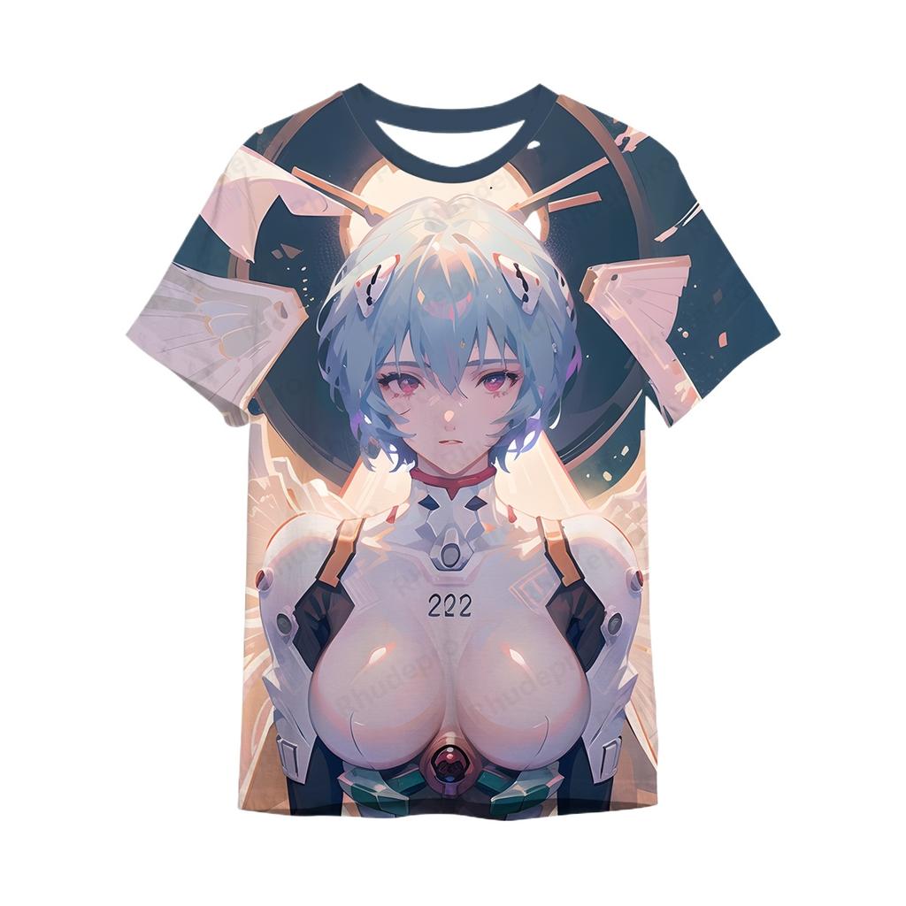 Genesis Evangelion Streetwear Мужская футболка Одежда Мода Y2k Футболка Мужская одежда Хип-хоп Оверсайз Тренд