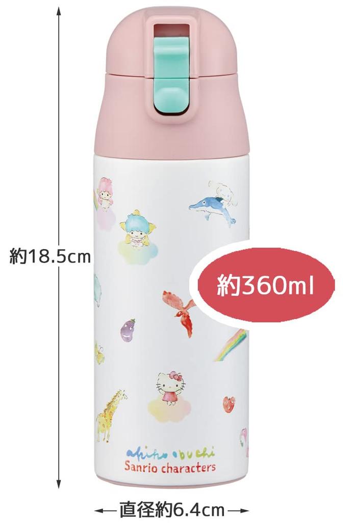 Бутылка-кружка Skater 360 мл, термоизолированная бутылка для воды из нержавеющей стали Sanrio Characters x Akiko Obuchi Sanrio SDPC4-A