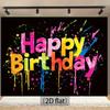 2D Plane, 1 Piece of Abstract Ink-blurry Design Birthday Happy Background Fabric - Multi-color (,,,,) 2D Plane Party Decoration