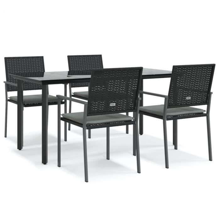 VidaXL Garden Dining Set 5 Pcs Cushions Wicker Steel 3187025