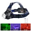 Outdoor Tactical red/green/UV395nm Violet Headlamp 3-speed Zoom LED Fishing Headlamp Hunting Strong Flashlight