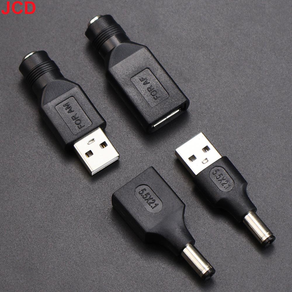 JCD 5 шт. 5.5*2.1 мм гнездо-розетка на USB 2.0 Type A штекер DC-разъем 5V адаптер питания для ноутбука