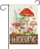 Welcome Spring Summer Mushroom Decorative Garden Ag, Fairy Tale Forest Fern Plant Buttery Small Yard Outside Decorations