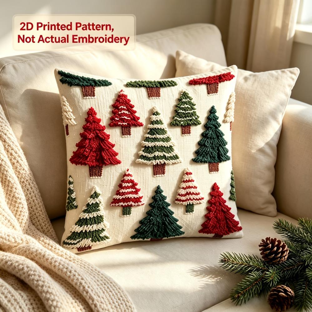 1/2Pcs 2D Flat Xmas Pillow Cover Non-Embroidered Holiday Decorative Pillow Home Decor