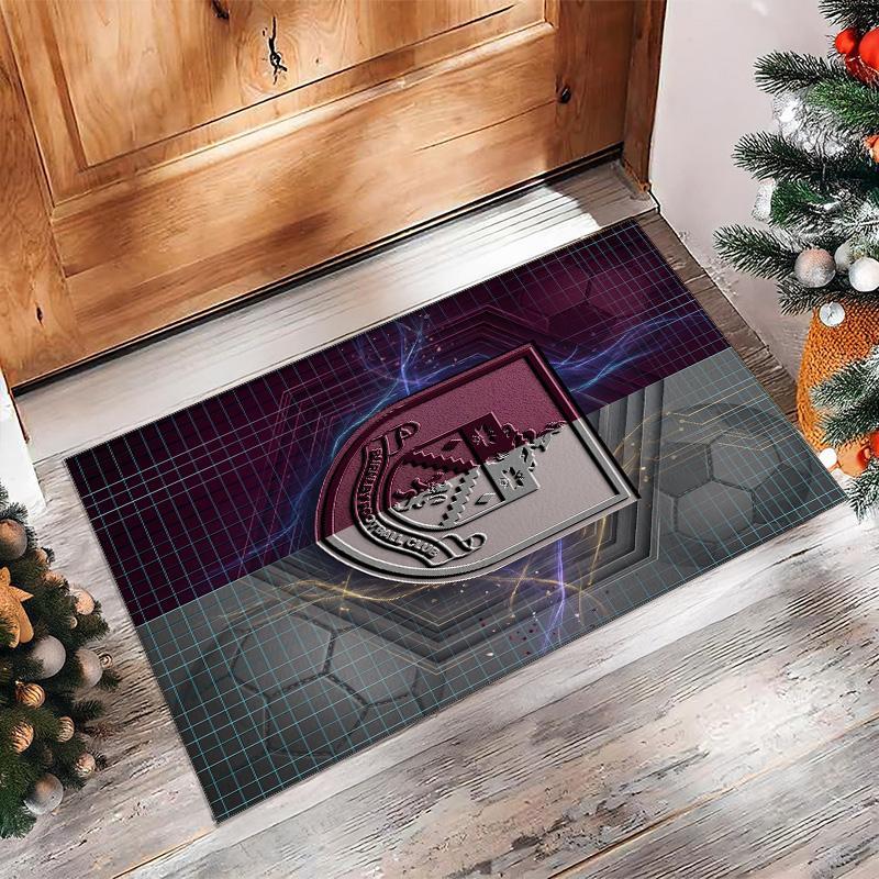 Burnley Football Print Crystal Velvet Rug, Comfortable Water Absorbent Non Slip Indoor Floor Carpet